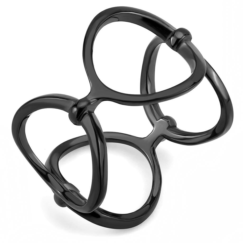 JCE3568 IP Black(Ion Plating) Stainless Steel Ring with No Stone