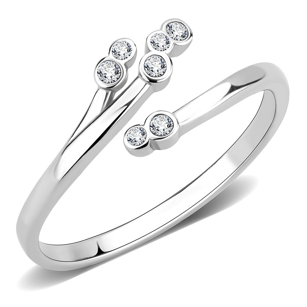 JCE3570 No Plating Stainless Steel Ring with AAA Grade CZ in Clear