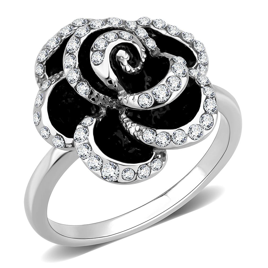 JCE3577 No Plating Stainless Steel Ring with Top Grade Crystal in Clear