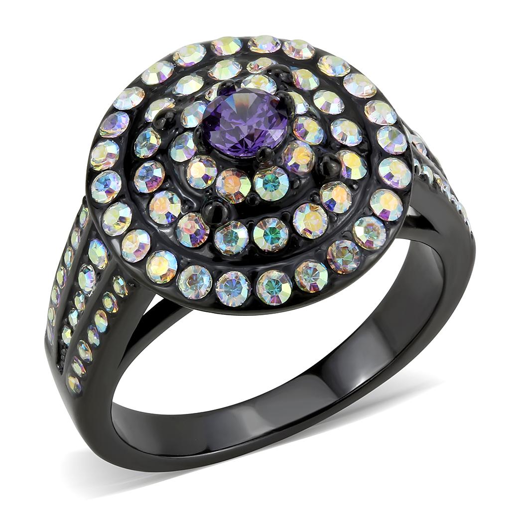 JCE3580 IP Black(Ion Plating) Stainless Steel Ring with Assorted in Multi Color