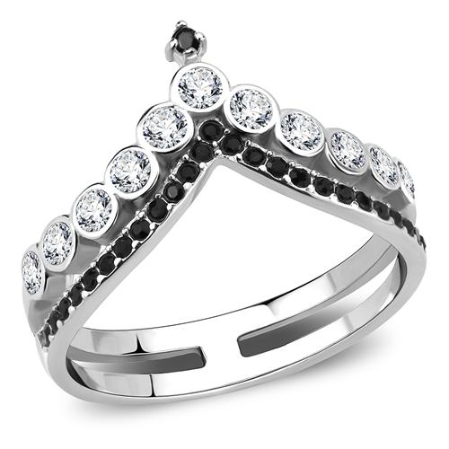JCE3588 No Plating Stainless Steel Ring with Top Grade Crystal in Clear