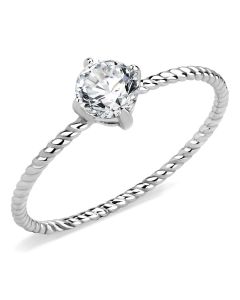 JCE3604 No Plating Stainless Steel Ring with AAA Grade CZ in Clear