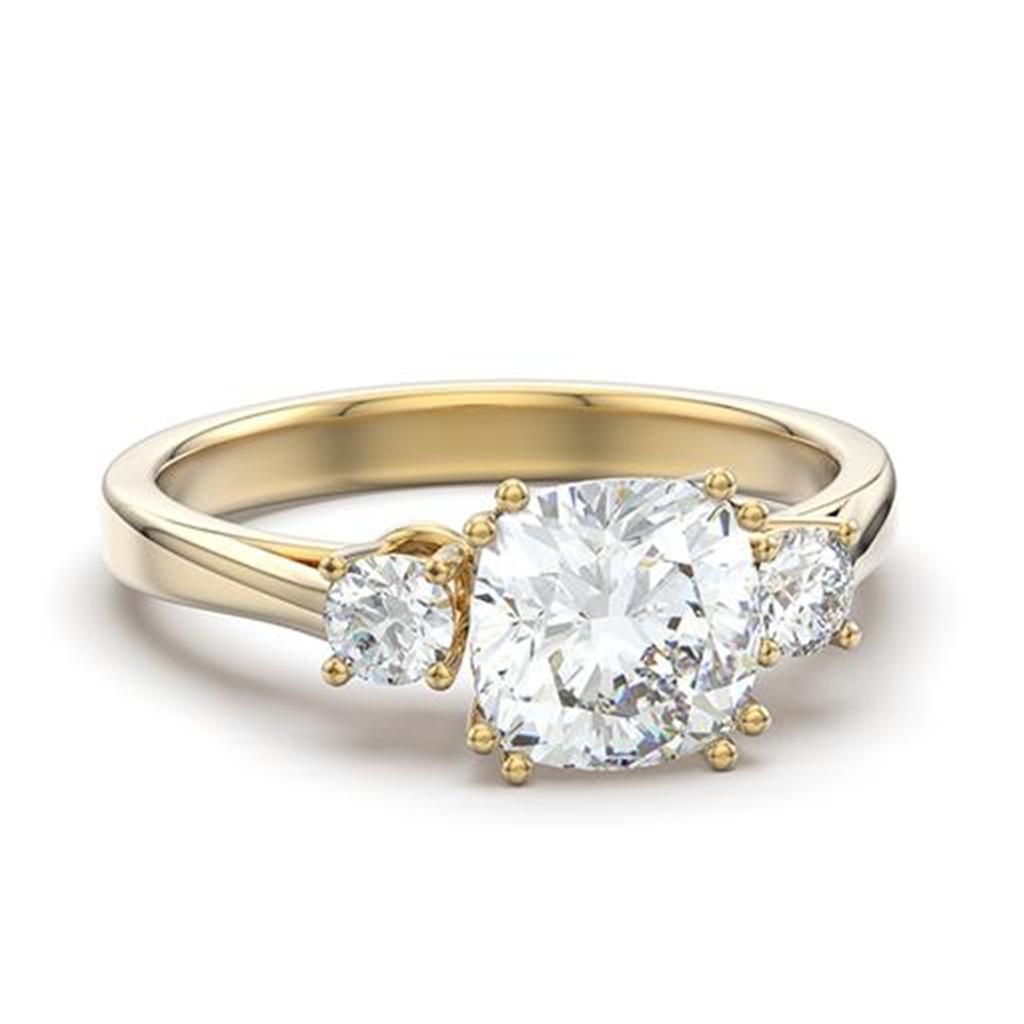 JCE3674 IP Gold(Ion Plating) Stainless Steel Ring with AAA Grade CZ in Clear
