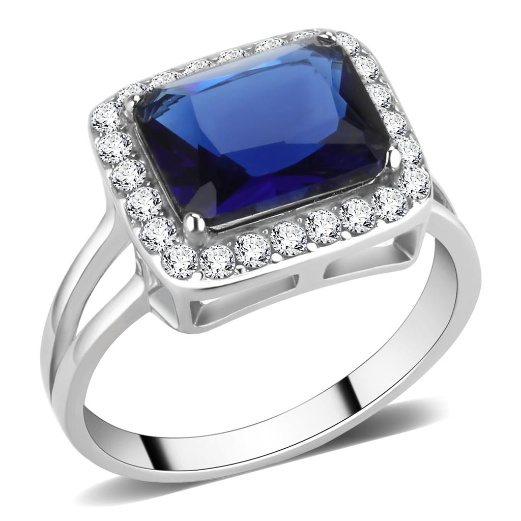 JCE3696 High polished (no plating) Stainless Steel Ring with Synthetic Synthetic Glass in Montana