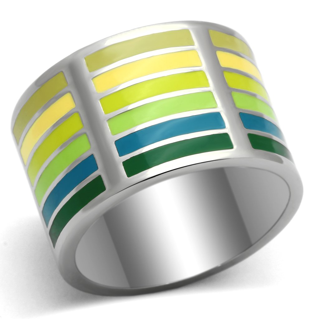 JCE819 High polished (no plating) Stainless Steel Ring with Epoxy in Multi Color