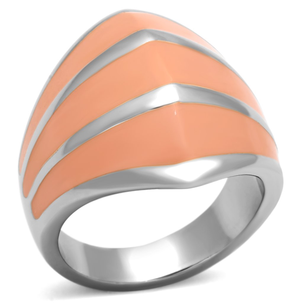 JCE822 High polished (no plating) Stainless Steel Ring with Epoxy in Orange