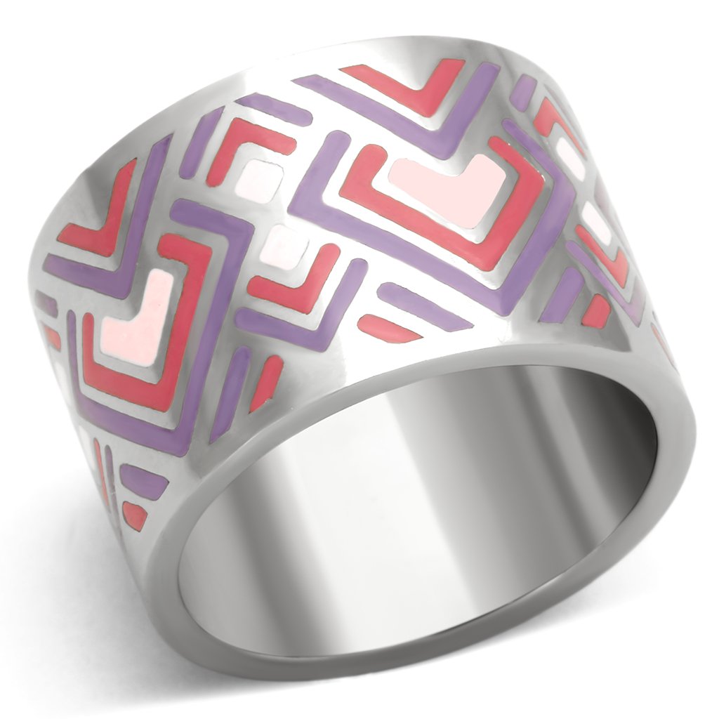 JCE823 High polished (no plating) Stainless Steel Ring with Epoxy in Multi Color