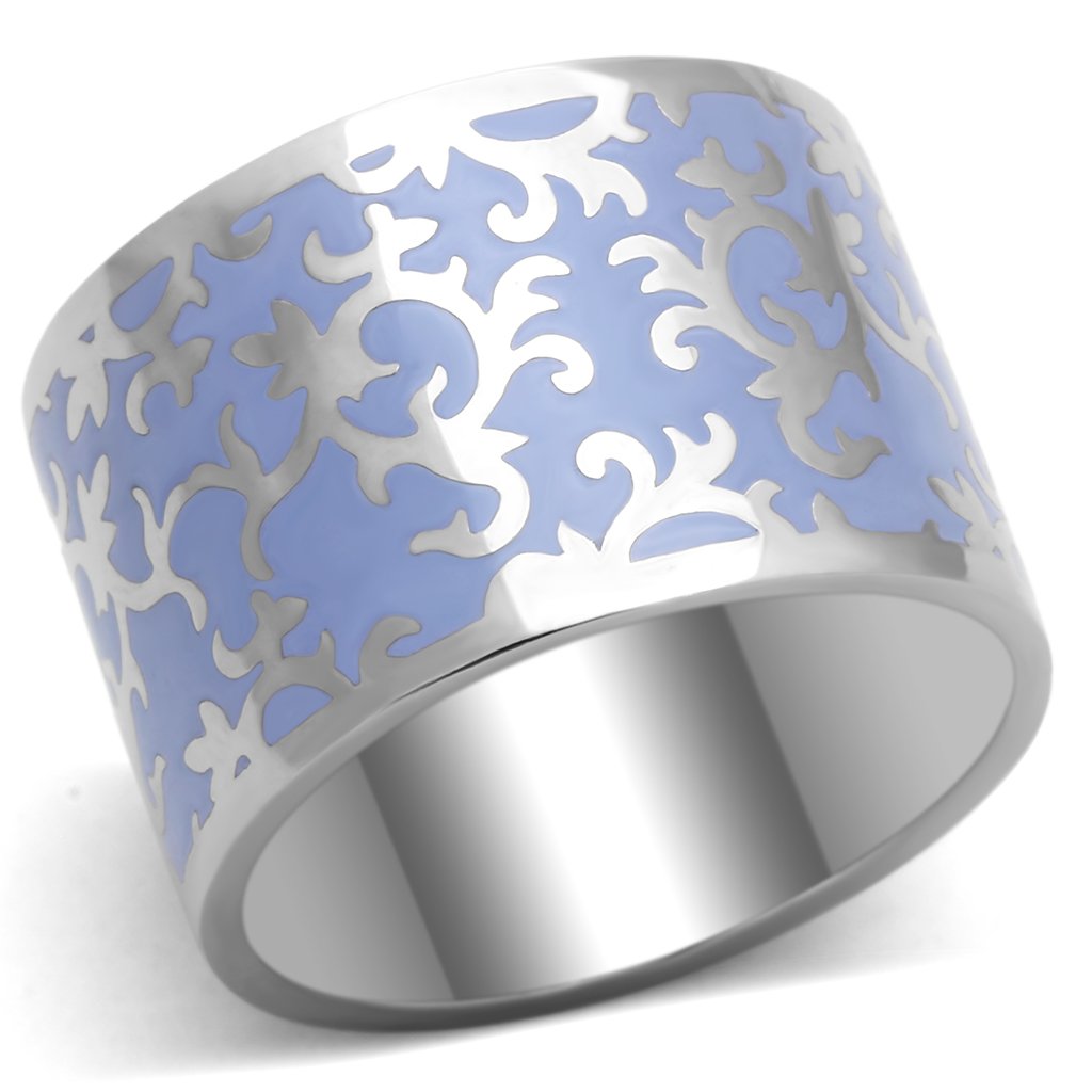 JCE825 High polished (no plating) Stainless Steel Ring with Epoxy in Amethyst