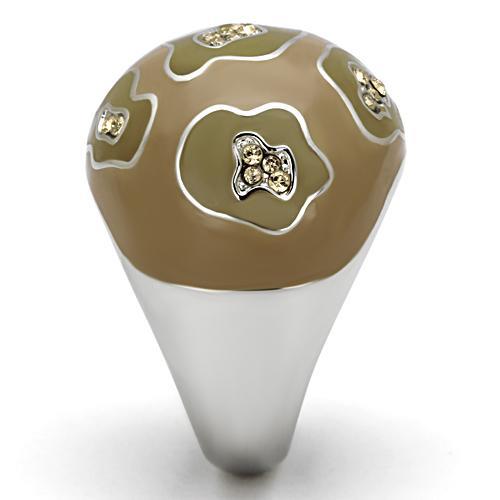 JCE826 High polished (no plating) Stainless Steel Ring with Top Grade Crystal in Citrine Yellow
