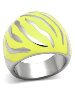JCE833 High polished (no plating) Stainless Steel Ring with Epoxy in Topaz