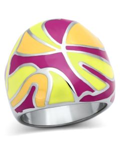 JCE834 High polished (no plating) Stainless Steel Ring with Epoxy in Multi Color