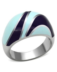JCE835 High polished (no plating) Stainless Steel Ring with Epoxy in Multi Color
