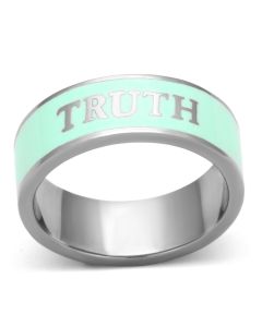 JCE836 High polished (no plating) Stainless Steel Ring with Epoxy in Turquoise