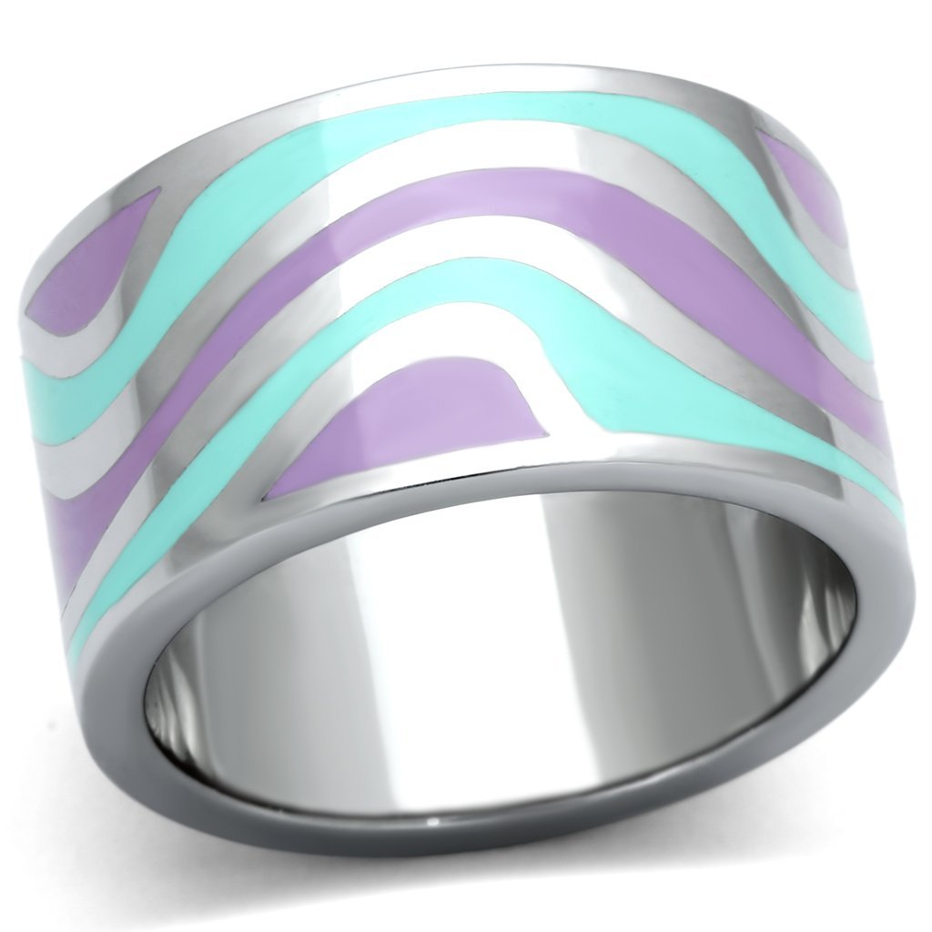 JCE840 High polished (no plating) Stainless Steel Ring with Epoxy in Multi Color