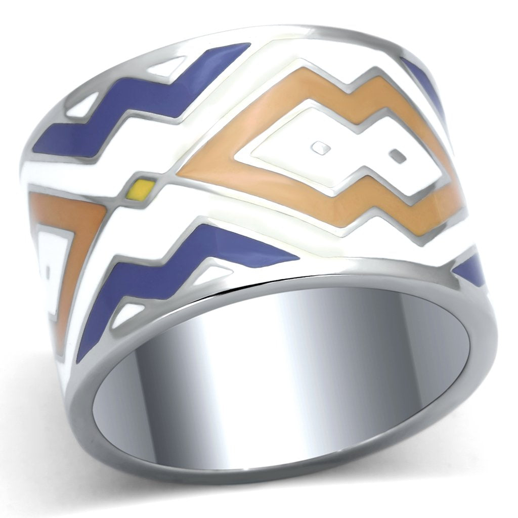 JCE841 High polished (no plating) Stainless Steel Ring with Epoxy in Multi Color