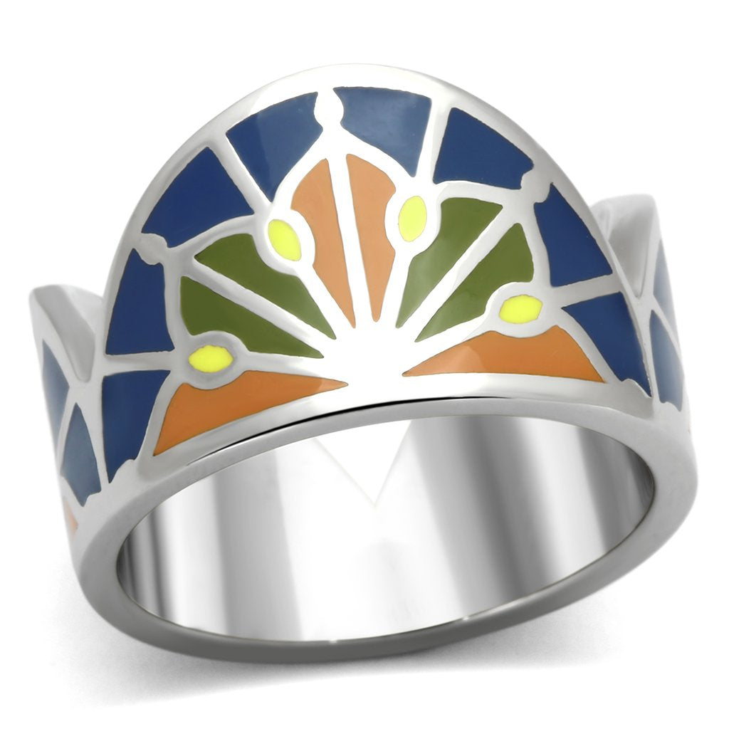 JCE842 High polished (no plating) Stainless Steel Ring with Epoxy in Multi Color