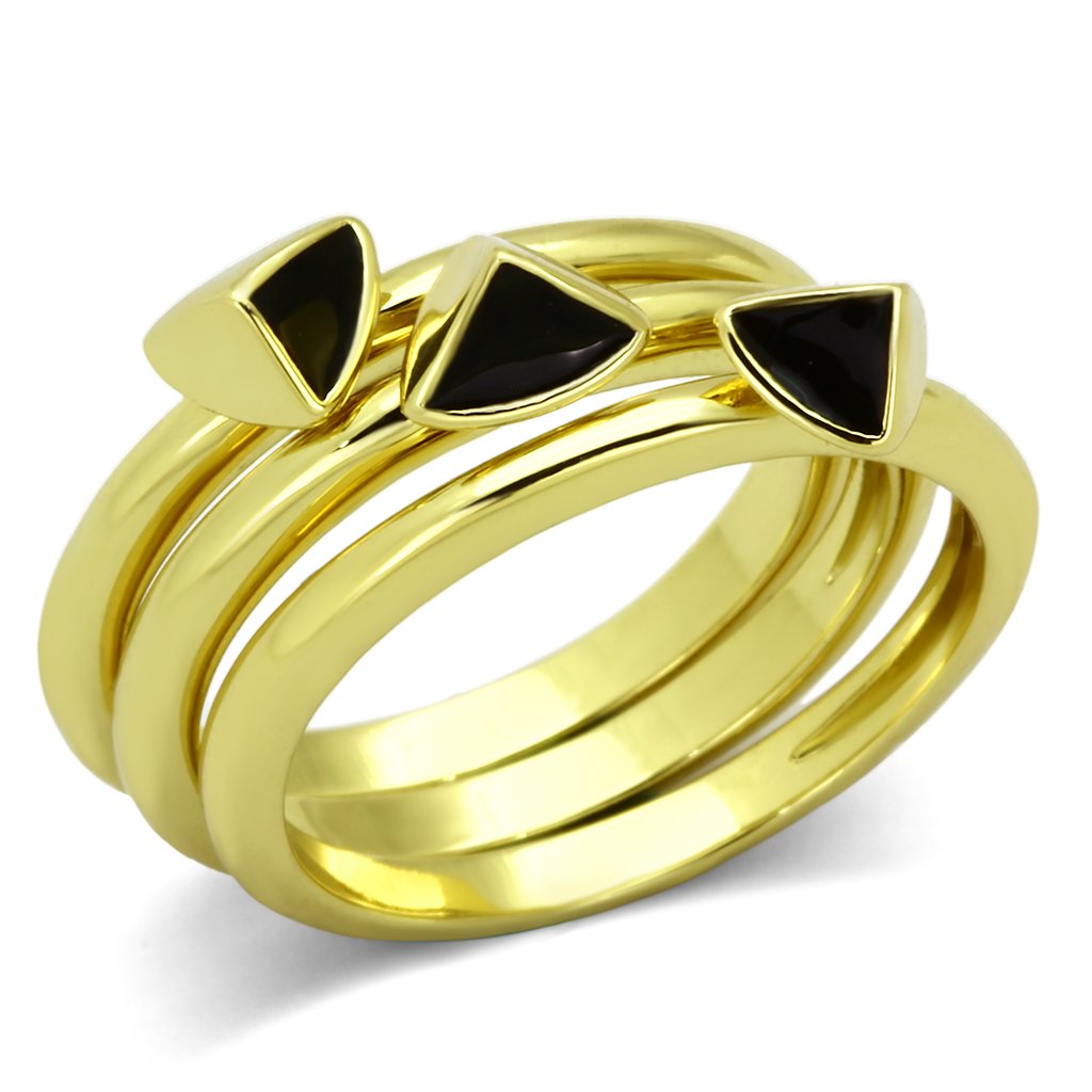 JCE876 IP Gold(Ion Plating) Stainless Steel Ring with Epoxy in Jet