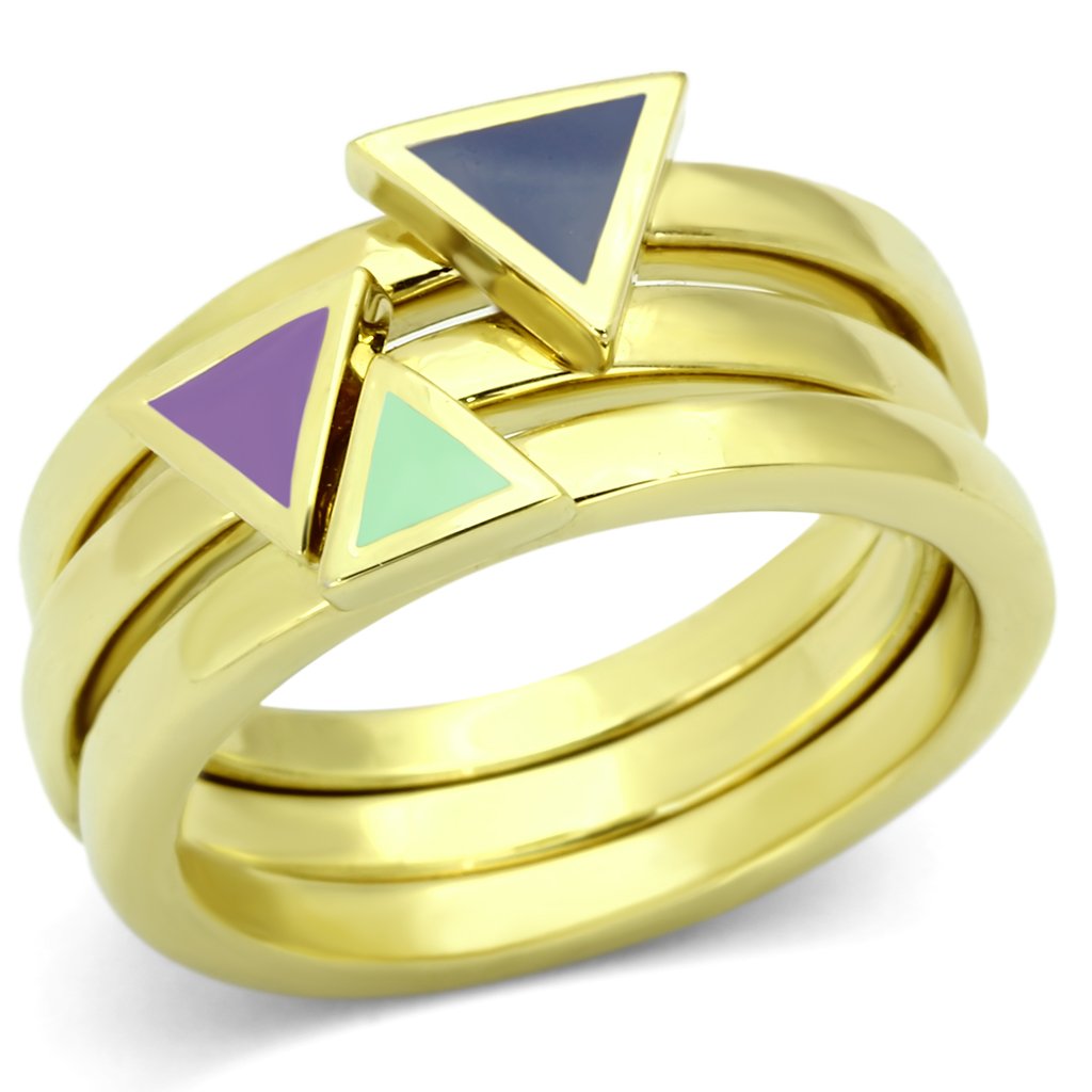 JCE877 IP Gold(Ion Plating) Stainless Steel Ring with Epoxy in Multi Color