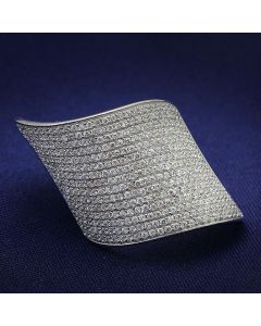 JCE027 Rhodium 925 Sterling Silver Ring with AAA Grade CZ in Clear