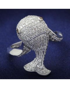 JCE031 Rhodium 925 Sterling Silver Ring with AAA Grade CZ in Brown