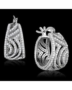 JCE296 Rhodium 925 Sterling Silver Earrings with AAA Grade CZ  in Clear