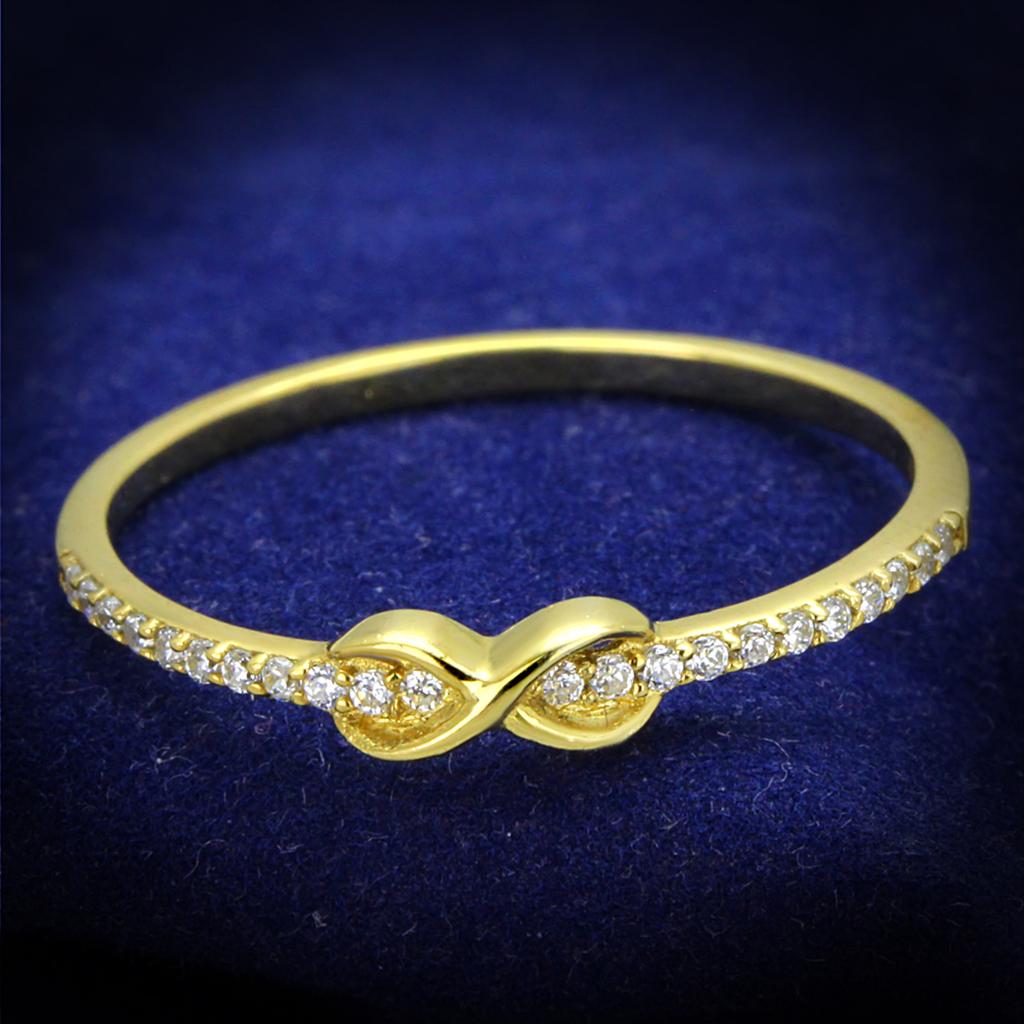 JCE405 Gold 925 Sterling Silver Ring with AAA Grade CZ in Clear