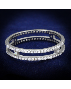 JCE434 Rhodium 925 Sterling Silver Ring with AAA Grade CZ in Clear