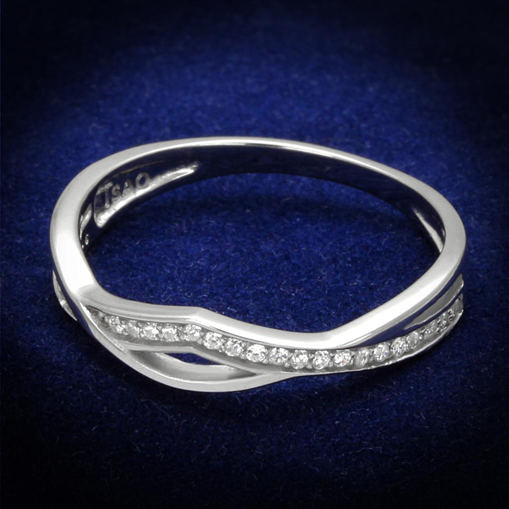 JCE471 Rhodium 925 Sterling Silver Ring with AAA Grade CZ in Clear