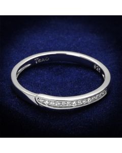 JCE472 Rhodium 925 Sterling Silver Ring with AAA Grade CZ in Clear